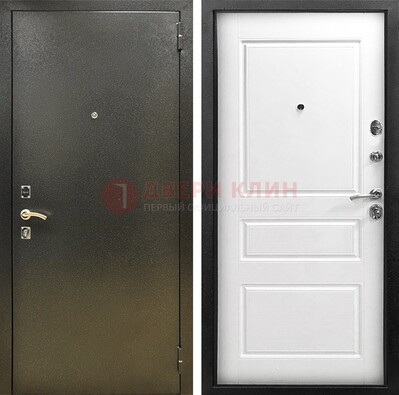 Входная дверь Темное серебро с порошковым напылением и белой МДФ ДП-272 в Нижнем Новгороде