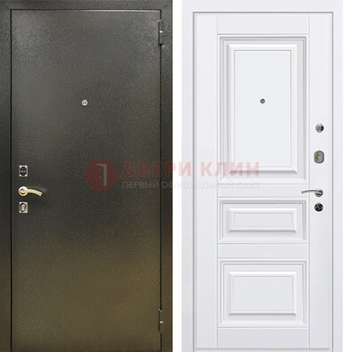 Железная темно-серая дверь с порошковым напылением и белой МДФ ДП-274 в Санкт-Петербурге