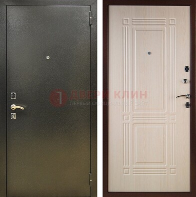 Стальная темно-серая дверь с порошковым напылением и МДФ Белый дуб ДП-277 в Йошкар-Оле