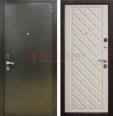 Темно-серая железная дверь с порошковым покрытием и филенчатой МДФ ДП-289 в Санкт-Петербурге