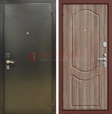 Темно-серая входная дверь с порошковым покрытием и коричневая МДФ ДП-290 в Йошкар-Оле