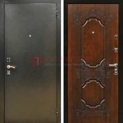 Входная дверь Темное серебро с порошковым покрытием и МДФ с узором ДП-293 в Йошкар-Оле