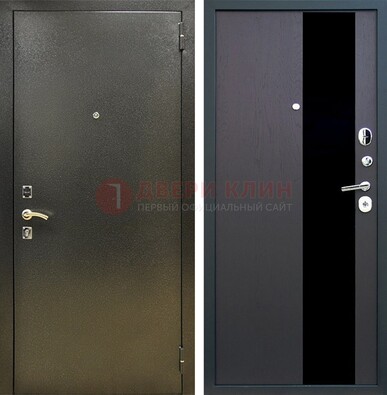 Входная темная дверь с порошковым покрытием и МДФ со стеклом ДП-294 в Йошкар-Оле