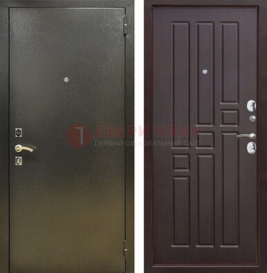 Входная темно-серая дверь с порошковым напылением и коричневой МДФ ДП-301 в Санкт-Петербурге