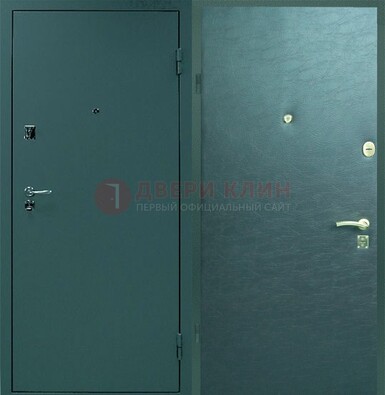 Зеленая стальная дверь с порошковым покрытием ДП-93 в Йошкар-Оле