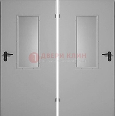 Белая металлическая противопожарная дверь с декоративной вставкой ДПП-7 в Йошкар-Оле