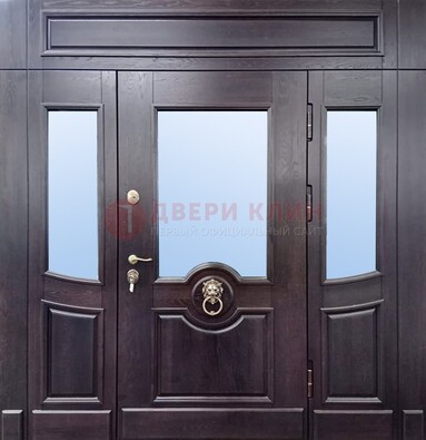 Филенчатая металлическая дверь с панелью МДФ и стеклом ДПР-102 в Йошкар-Оле