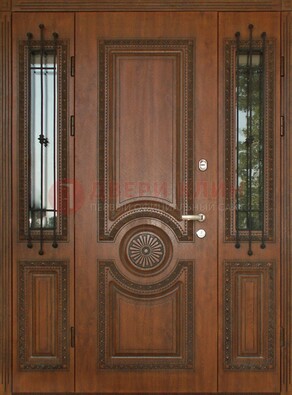 Парадная распашная стальная дверь Винорит со стеклом ДПР-106 в Йошкар-Оле