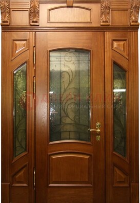 Парадная дверь со стеклянными вставками и ковкой ДПР-36 для дома в Йошкар-Оле