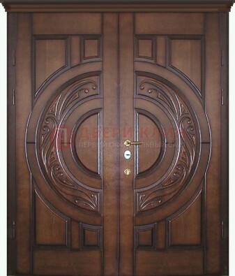 Утепленная коричневая стальная парадная дверь ДПР-51 в Йошкар-Оле
