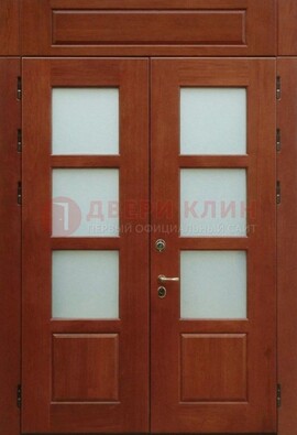 Металлическая парадная дверь со стеклом ДПР-69 для загородного дома в Электростали