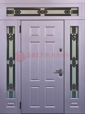 Филенчатая железная парадная дверь с фрамугами ДПР-82 в Йошкар-Оле