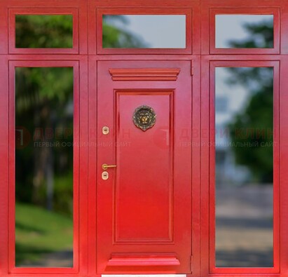 Красная парадная дверь для частного дома ДПР-88 в Йошкар-Оле