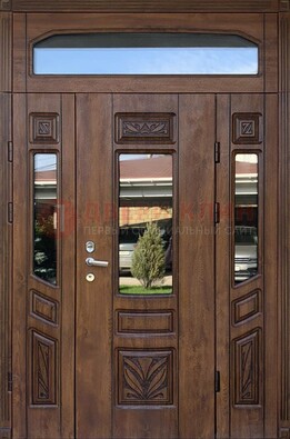 Парадная стальная дверь Винорит со стеклом и резьбой ДПР-97 в Йошкар-Оле