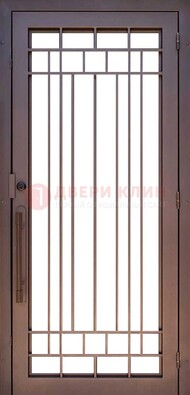 Стальная решетчатая дверь в коричневом цвете ДР-12 в Йошкар-Оле