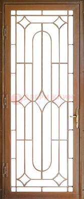 Коричневая железная решетчатая дверь с узором ДР-25 в Йошкар-Оле