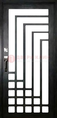 Черная стальная решетчатая дверь в современном стиле ДР-43 в Йошкар-Оле