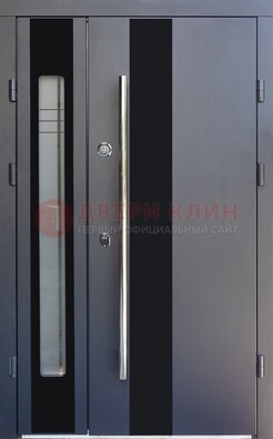 Серая стальная дверь со стеклом ДС-11 в Йошкар-Оле