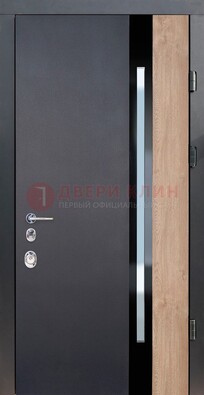 Черная металлическая дверь МДФ со стеклом ДС-14 в Йошкар-Оле