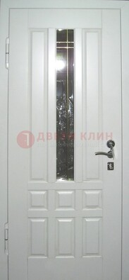 Белая металлическая дверь со стеклом ДС-1 в Йошкар-Оле