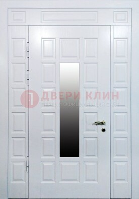 Белая входная дверь с МДФ панелью и стеклом ДС-56 в Йошкар-Оле