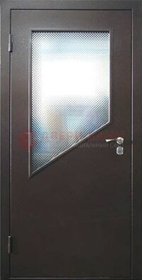 Коричневая стальная дверь со стеклом ДС-5 в Санкт-Петербурге