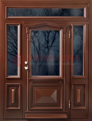 Коричневая металлическая дверь со стеклом ДС-67 в Йошкар-Оле