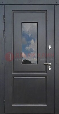 Чёрная металлическая дверь со стеклом ДС-77 в Йошкар-Оле