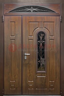 Большая металлическая дверь со стеклом и ковкой ДСК-145 в Йошкар-Оле