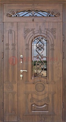 Распашная стальная дверь Винорит со стеклом и ковкой ДСК-232 в Йошкар-Оле