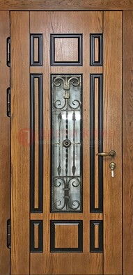 Двухцветная железная дверь Винорит со стеклом и ковкой ДСК-264 в Йошкар-Оле