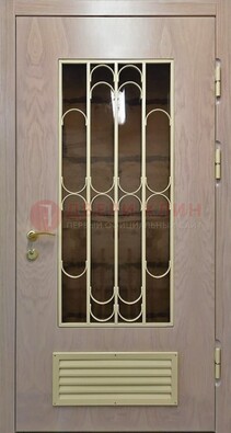 Железная дверь Винорит со стеклом и ковкой с решеткой ДСК-265 в Йошкар-Оле