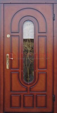 Яркая металлическая дверь Винорит со стеклом и ковкой ДСК-268 в Йошкар-Оле