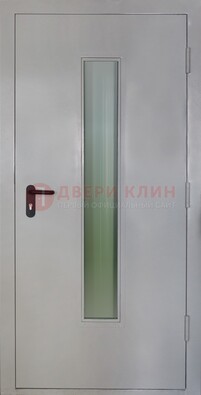 Белая металлическая техническая дверь со стеклянной вставкой ДТ-2 в Йошкар-Оле