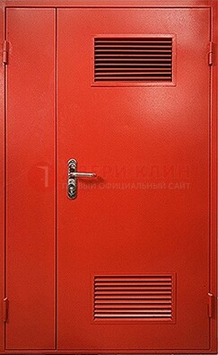Красная железная техническая дверь с вентиляционными решетками ДТ-4 в Йошкар-Оле