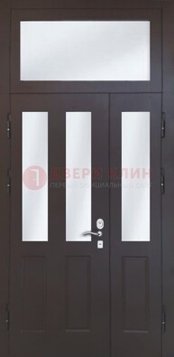 Черная тамбурная дверь со стеклянными вставками ДТМ-38 в Йошкар-Оле