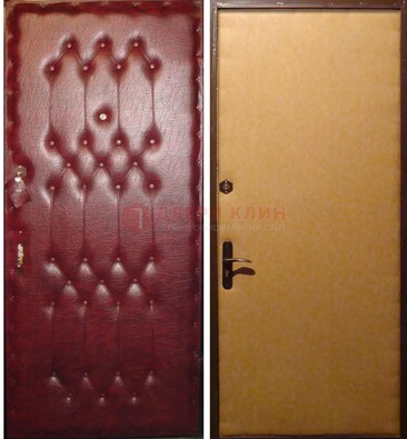 Бордовая металлическая дверь с винилискожей ДВ-1 в Йошкар-Оле