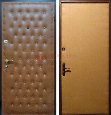 Желтая железная дверь с винилискожей ДВ-2 в Санкт-Петербурге