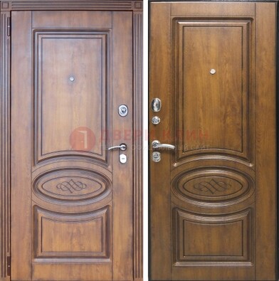 Коричневая металлическая дверь с виноритом ДВТ-10 в Санкт-Петербурге