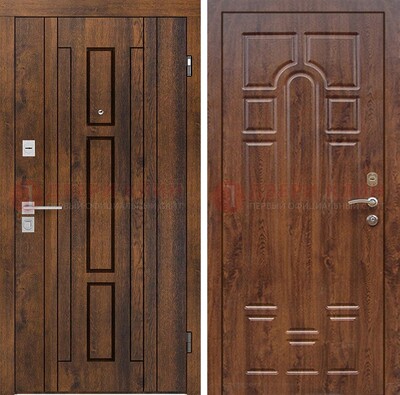 Стальная коричневая дверь с виноритом и МДФ с филенкой ДВТ-138 в Йошкар-Оле