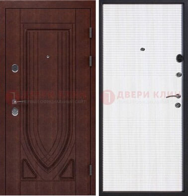 Уличная темная филенчатая дверь с виноритом и МДФ Белый ясень ДВТ-141 в Йошкар-Оле
