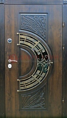 Металлическая филенчатая дверь с виноритом и МДФ Шоколад ДВТ-144 в Йошкар-Оле