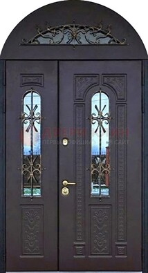 Железная дверь в цвете Итальянский орех с виноритом и темной МДФ ДВТ-157 в Йошкар-Оле