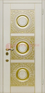 Белая входная дверь с виноритом и рисунком ДВТ-17 в Йошкар-Оле