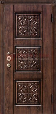 Коричневая стальная дверь с виноритом ДВТ-19 в Йошкар-Оле