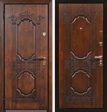 Коричневая железная дверь с виноритом и узором ДВТ-211 в Йошкар-Оле