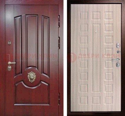 Темно-красная входная дверь с виноритом ДВТ-234 в Йошкар-Оле