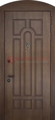 Коричневая стальная дверь с виноритом в форме арки ДВТ-237 в Йошкар-Оле