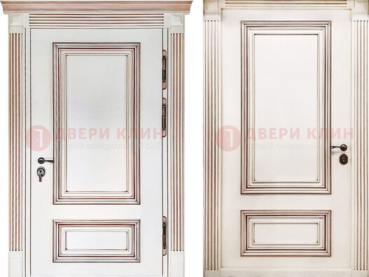 Белая металическая дверь с виноритом для дома ДВТ-239 в Йошкар-Оле