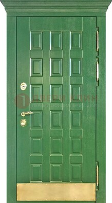 Входная зеленая дверь с виноритом для коттеджа ДВТ-249 в Йошкар-Оле